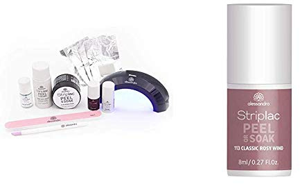 alessandro Striplac Peel or Soak Starter Kit – Perfekte Nägel in 15 Minuten – 1x LED-Nagellack Set & Striplac Peel or Soak Classic Rosy Wind – LED-Nagellack in klassischem Taupe – 1 x 8ml