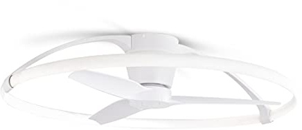 Mantra Iluminación. Modelo NEPAL. Ventilador y plafón de techo de 105 cm de diámetro en color blanco. Fuente de luz LED 75W 2700K-5000K 7200lm. Ventilador 35W