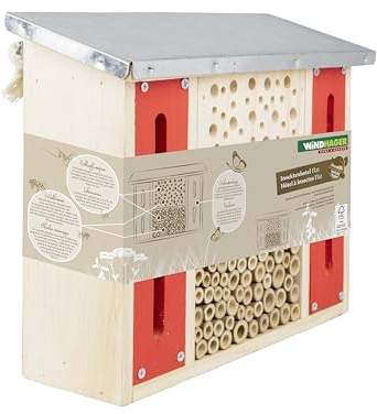 Windhager Hotel per insetti Flat - casetta per Insetti, casa degli insetti, albergo per insetti - Casetta insetti per api, coccinelle, farfalle - Hotel per api da appendere