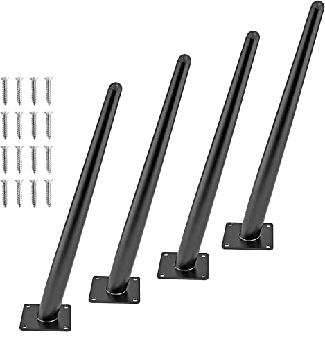 Cjueiom 16 Inch / 40cm Black Oblique Furniture Legs Set of 4 | Mid-Century, Heavy Duty, Tapered Metal, Replacement for Sofa Couch Coffee Table Chair Cupboard Ottoman
