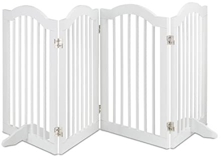 Relaxdays Absperrgitter, freistehendes Schutzgitter, H x B: 70 x 205,5 cm, mit Füßen, Hunde, Katzengitter klappbar, weiß