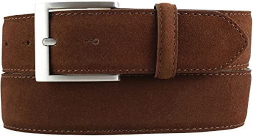 BELTINGER Hochwertiger Gürtel mit Edelstahl-Gürtelschnalle aus Veloursleder 4 cm | Velour-Ledergürtel für Damen Herren 40mm | Wildleder-Gürtel 4cm