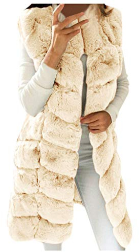 Damen Weste Winter Kunstpelz Weste Ärmellose Fellweste Große Größen, Jacke Winterjacke Lange Mantel Oberteile Outwear Warm Pelzweste Pelzjacke Pelzmantel