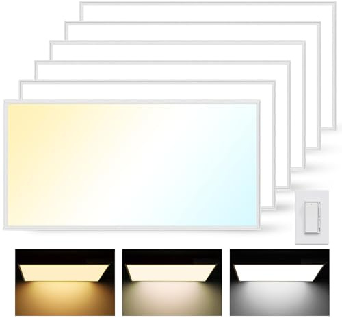 Aphyni 6Pack 2x4 LED Flat Panel Light, Drop Ceiling Light Fixture 50W 6600LM, Selectable Color Temperature 4000K/5000K/6000K, 5-100% TRIAC Dimmable, Recessed Back-lit Fixture for Office