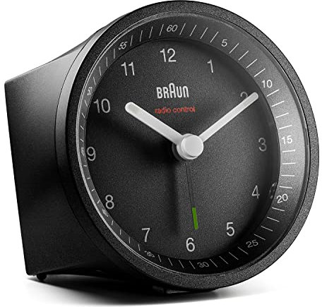 Braun Funkwecker in der Farbe schwarz mit Crescendo-Alarm, Schlummerfunktion und Beleuchtung, BC07B-DCF
