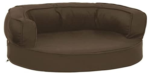 SHUJING Hundematratze, Hundebett, Hundekissen, Hundematte, Dog Bed, Hunde Bettchen, Hunde Matratze, Hundepolster, Katzenbett, Ergonomisch 60x42 cm Leinenoptik Braun