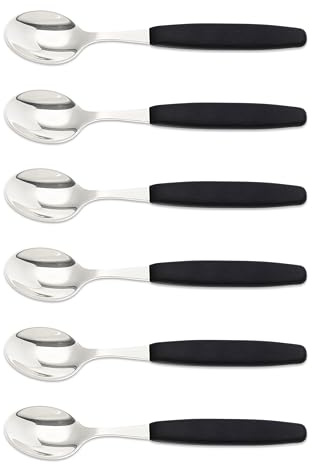 6er Set Giesser Messer Besteck Teelöffel Kaffeelöffel Löffel klein Rostfreier Stahl, Ergonomischer Griff, Spülmaschinenfest - Made in Germany - Schwarz