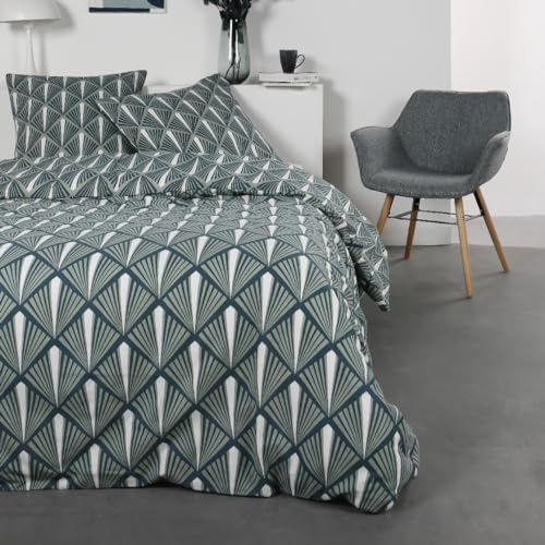 TODAY Parure De Lit Double en Coton Flanelle Imprimé - Vert - 240 X 260 Cm