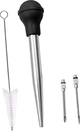 MAGICLULU 2 Juegos De Condimento para Pavo Kit De Plastilina Cepillo De Barbacoa De Silicona Inyector De Carne Salsa Largo Pan De Molde Acero Inoxidable 304 Alimento