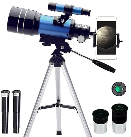 Scalewbin Toppteleskop ör vuxna barn, 70 mm bländare (15 x 150 X) bärbart reraktorteleskop ör nybörjare, 300 mm reseteleskop hållbart återanvändbart