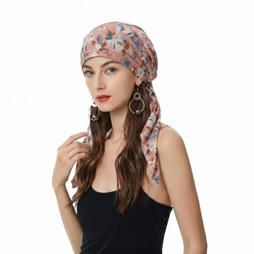 ZLYC Damen Chemo Turban Mütze Vorgebundenes Kopftuch Headwraps Leichte Hut | Leicht Atmungsaktiv