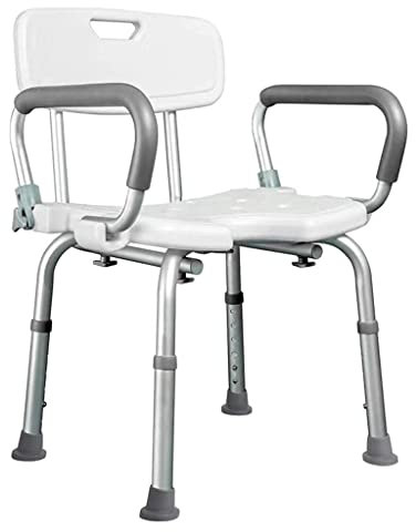 Silla de Ducha Taburete de baño Taburete de bañera Taburete de Ducha con Brazos y Respaldo Acolchados, Silla elevadora de bañera Blanca con Brazos para discapacitados, discapacitados, Ancianos y