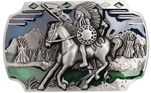 Indianerhäuptling der amerikanischen Ureinwohner Gürtelschnalle für Männer, Indianer Krieger Häuptling Pferd Gürtelschnalle, Nordische Wikinger-Pferd-Gürtelschnalle, Western-Cowboy-Gürtelschnalle