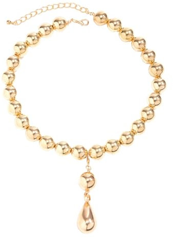 XIPIEIO Women's Personalized Fashion Necklace Big Ball Beaded Chain Necklace for Women Detachable Drop Pendant Fashion Female Neck Collar Fashion Jewelry Temperament gift