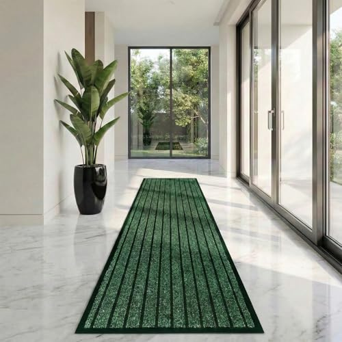 Cozy Haven Rubber Runner Rug – Outdoor & Indoor Heavy Duty Washable Non-Slip Runner Rug for Kitchen Garden, Inside & Outside Floor Mats, Waterproof and Dirt Trapper Entrance Rug (80x150 cm, Green)