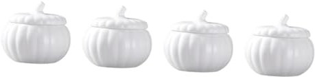 COLLBATH Set Di 4 Ciotole in Ceramica Con Coperchio Elegante Design A Forma Di Zucca Per Riunioni Di Famiglia