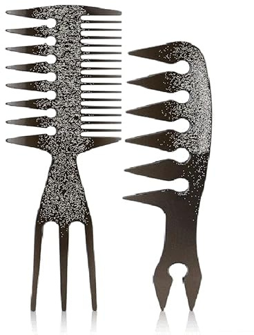 MOUMOUTEN 2 pettini larghi da uomo, per acconciature, antistatici, resistenti al calore, riducono la rottura di capelli lunghi, bagnati o ricci (contenenti ferro)