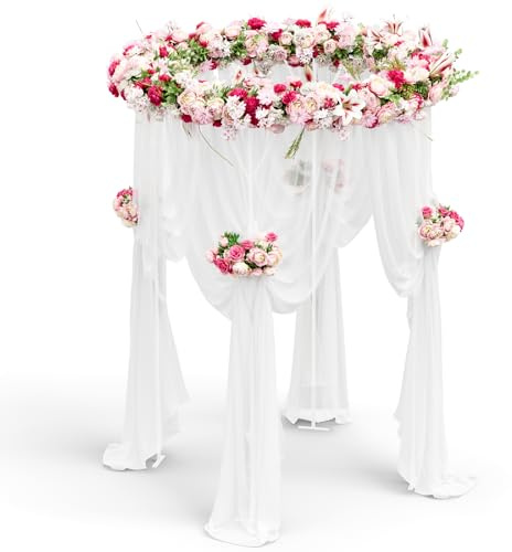 UOMIO Cornice Rotonda per Arco di Matrimonio, Arco per Palloncini Gigante in Bianco, 260cm Altezza, 150cm Diametro, per Matrimoni Classici, Battesimi, Feste, Struttura Metallica Stabile
