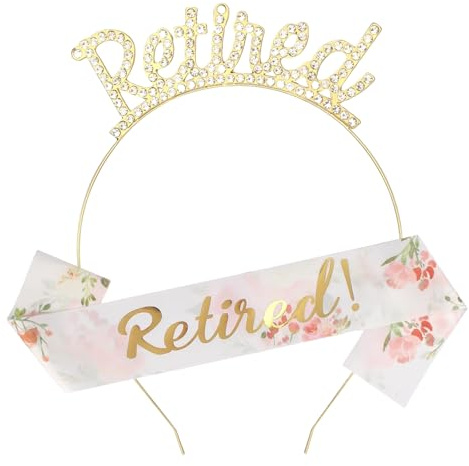 GlamRays Gold Pensionierungsparty Kopfband und Offiziell Pensioniert Sash - Feier Dekorationen und Geschenke