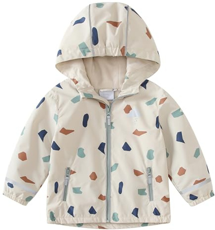 DAWILS Veste Softshell pour Enfant, Manteau Imperméable Garçon, Blouson Coupe Vent à Capuche Fille, Veste Doublure en polaire, Vêtement de Pluie Enfant