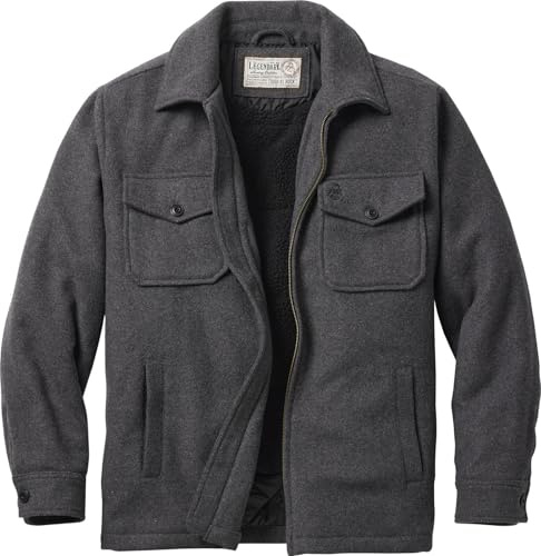 Legendary Whitetails Mens Wool Blend Jacket Insulated Berber Lined Coat, Charcoal Heather, LRG