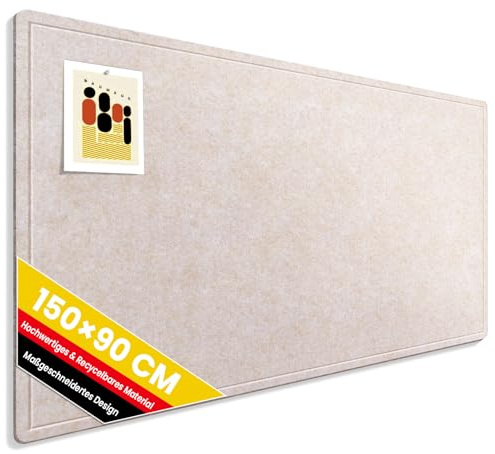 Großes Filz Pinnwand, 150x90 cm Filzboard mit 40 Reißzwecken, faltbares Bulletin Board, Fotodisplay-Tafel mit selbstklebendem Klebeband für Büro, Zuhause und Schule (Oatmeal, 150x90 cm)