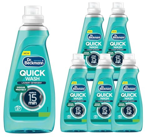 Dr. Beckmann Quick Wash Laundry Detergent - Odour Protect, 810ml, Pack of 6 | Deep clean laundry, fast. Works on 15 min washes. Powerful on stains, odour protection, 7 days freshness
