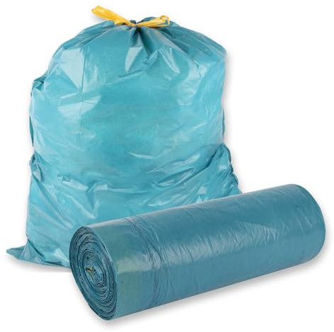 75 Stück, Müllsäcke, FRANZ MENSCH, 120L, blau, Zugband, LDPE, Rolle
