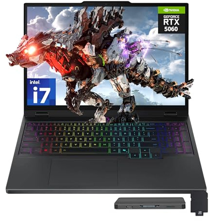 Lenovo Legion 5 38.4 cm WQXGA 165Hz Gaming Laptop, Intel i7-14700HX, NVIDIA GeForce RTX 5060, 32GB DDR5, 1TB SSD, teclado retroiluminado RGB, cámara de 5.0MP, WiFi 7, Win 11 Pro, negro, 512GB estación