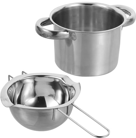 Ciieeo Olla de Baño María Doble de Acero Inoxidable 14 Cm para Fundir Chocolate, Mantequilla y Queso, Caldera para Derretir Capacidad 400 Ml, Utensilios de Cocina para Hornear