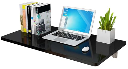 Mesa de pared plegable con estante, soporta 200 libras, ideal para ahorrar espacio en la oficina y los deberes