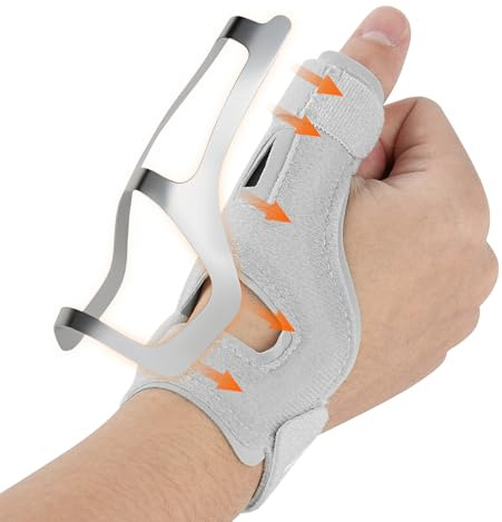 Beugo Muñequera Tendinitis Muñeca, Férula de Pulgar Reversible, Férula Para el Pulgar con placa de aluminio, Muñequeras Deportivas Ajustable, Unisex, pulgar izquierdo y derecho, Gris