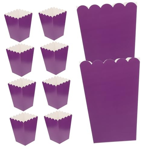 OSOLADY 50 Scatole per Popcorn in Carta Viola, Porta Snack Leggeri Pieghevoli per Feste e Cinema, Contenitori Semplici per Caramelle e Biscotti, Confezioni Porta Popcorn per Eventi e Uso