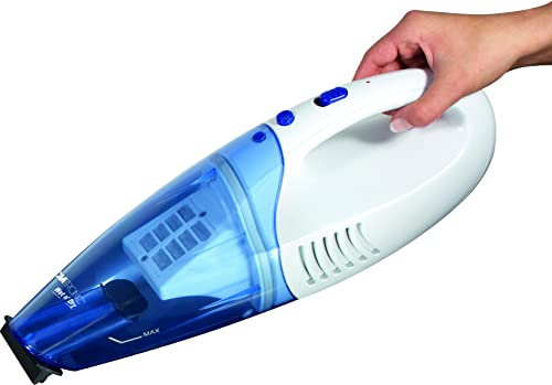 Clatronic Handstaubsauger | Nass & Trocken Handsauger | tragbar leicht | Fugendüse | 1400mAh Leistung | für Auto, Haus, Küche, Tierhaare | Permanent-Staubfilter (auswaschbar) | AKS 828 weiß-blau