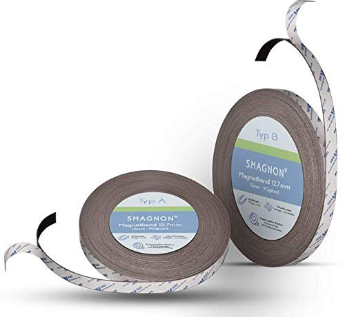 Magnetband selbstklebend Typ A + Typ B - 1,5mm x 25,4mm x 4 Meter - Qualität Anisotrop Höchste Haftkraft - Magnetfolie