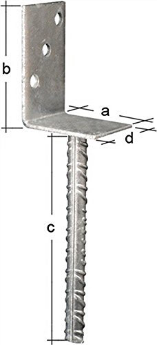 Alberts 213954 L-Pfostenträger | mit Betonanker aus Riffelstahl | feuerverzinkt | Breite 80 mm | Länge des Riffelstahl 200 mm
