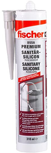 fischer silicone sanitario DSSA SIG, per sigillare e stuccare in ambito sanitario e in cucina, cartuccia per numerosi usi e materiali da costruzione, 310 ml, colore grigio argento