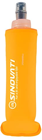 Botellas de agua plegables de poliuretano termoplástico, sin Bisfenol A, botella deportiva para mochila de hidratación, bicicleta, senderismo, correr, camping y escalada (Naranja, 250 ml)