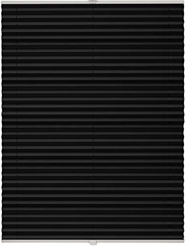 ondeco Plissee nach Maß für alle Fenster innen Montage in Glasleiste mit Spannschuh Sonnenschutz Rollo Sichtschutz Blickdicht Schwarz B: 61-70 cm, H: 40-100 cm