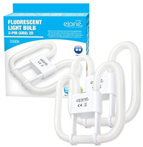 Set Of 2 Fluorescent Light Bulb - 2 Pin Energy Saving 16w Slim Lamp Tube 2d | Long Life Lamp Durable | High Efficiency - Compact Pack Of 2 Tubes | 2-Pin White (10,000 Hours) GR8 3500k 16 Watt Bulbs
