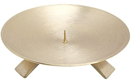 NKlaus Kerzenleuchter Dreifuß mit Dorn aus Messing, Ø 13 cm, 1 Stück | Goldfarben; für Kerzen bis Ø 11 cm