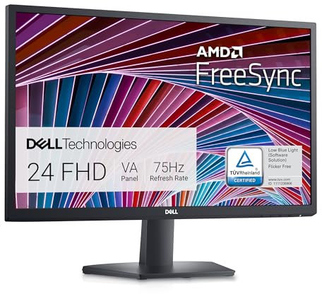 Dell SE2422HX 24 Zoll Full HD (1920x1080) Monitor, 75Hz, VA, 5ms, AMD FreeSync, HDMI, VGA, 3 Jahre Garantie, Schwarz