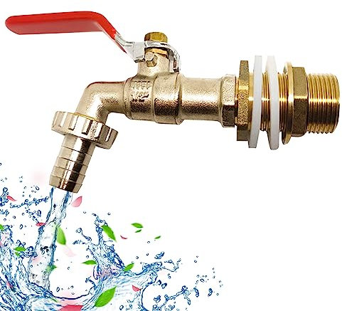 Robinet Cuve 1000L,Recuperateur d eau de Pluie 1000 litres Adaptateur De Cuve 1/2 (13 mm),Adaptateur De Réservoir De Vidange Ibc Pour Robinet En Laiton Pour Ibc (1PCS)