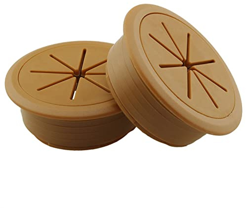 HJGarden 2PCS 50mm Flexible Wire Rubber Grommet, Desk Cable Hole Cover for Office PC Desktop Cord Managing and Hiding, Brown