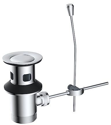 Hibbent Basin Sink Pop-Up Waste Plug Push Pull Rod Lever Kit Bathroom-G 1 1/4 Chrome Finish