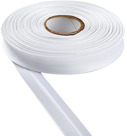 Satin Bias Binding Tape for Bunting Craft Art Piping Hemming Binding Seams Finishing Raw Edges DIY Garment and Trimming Sewing Quilting Apparel Decoration by Discount Fabrics LTD (White,5m)
