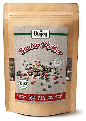 Biojoy Poivre de différentes couleurs BIO (100 g), entier, Mélange de grains de Poivre (blanc, rose, vert, noir)