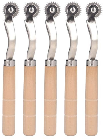 Kopierrädchen Set mit Holzgriff, 5 Stück Verfolgungsrad Nähen Werkzeug Schnittmusterrädchen mit Holzgriff Nadel Punkt Verfolgungsrad, Markierrädchen, Schnittmusterrad für Stoff, Papier und Leder