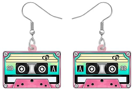 DALANE Acryl Fun Vintage Radio Kassette Ohrringe Retro Schmuck für Frauen Mädchen 80er 90er Jahre Nostalgie Geschenke