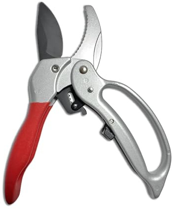 Ratchet Anvil Pruning Shears,Anvil Pruner For Gardening,Hand Pruners for Tree trimming,Carbon Steel Garden clippers, Garden Shear, Pruning Shear,Heavy Duty ratchet shears for Hardy branches,deadwoods